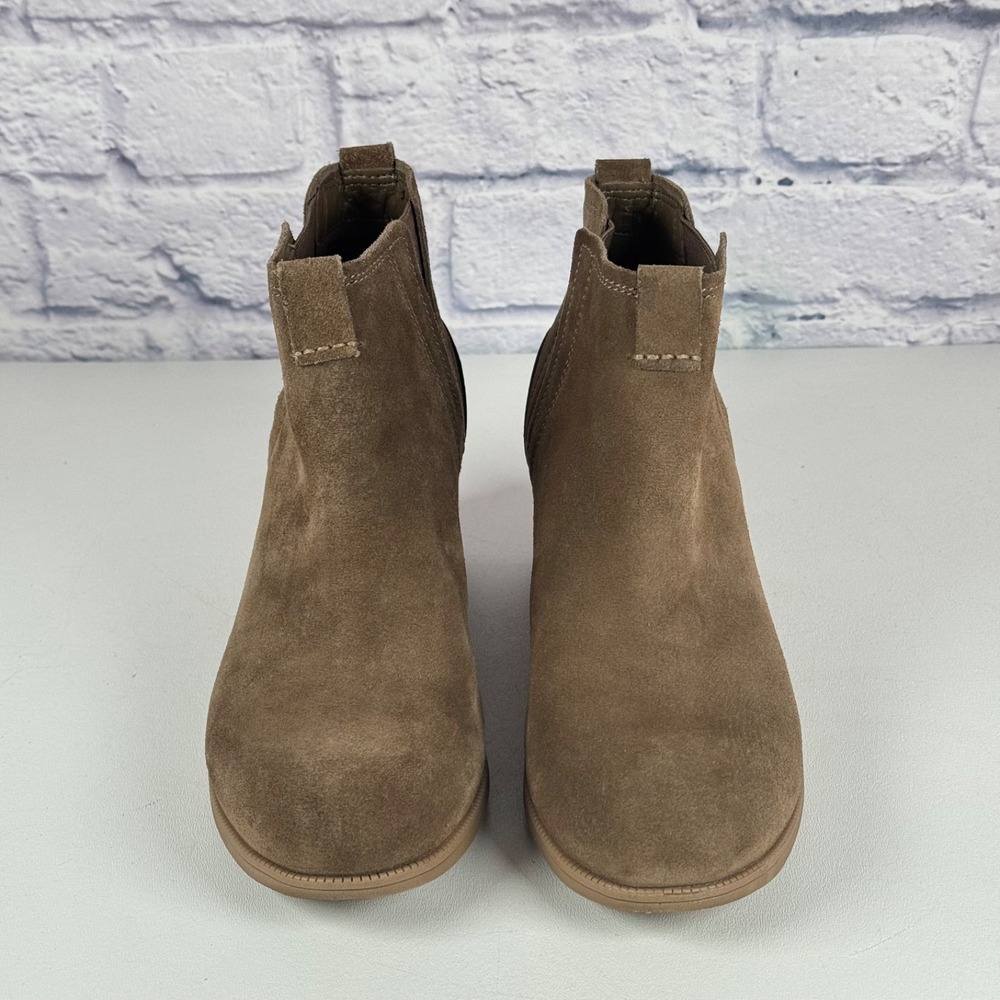 Clarks Maypearl Daisy Ankle Boots Booties Womens 10 Tan Suede Leather Block Heel - Picture 4 of 11